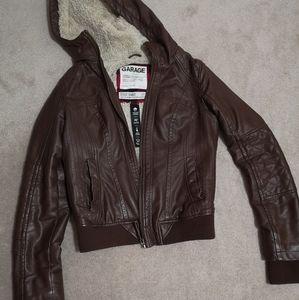 Bomber Sherpa Brown Faux Leather Jacket